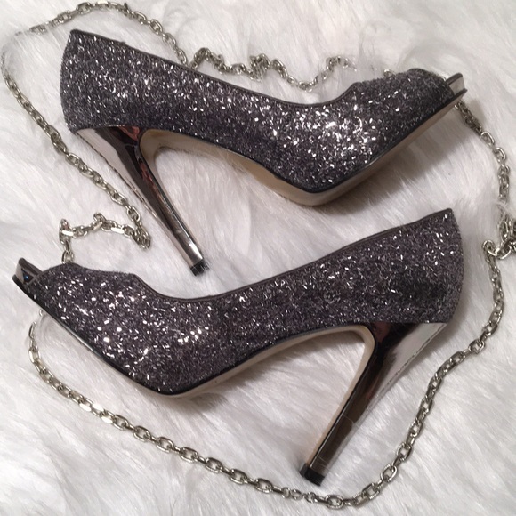dark grey sparkly heels